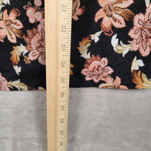 Lauren Ralph Lauren Top Floral Women’s Size XL Linen Blend Black Pink Ruffles - Picture 6 of 10